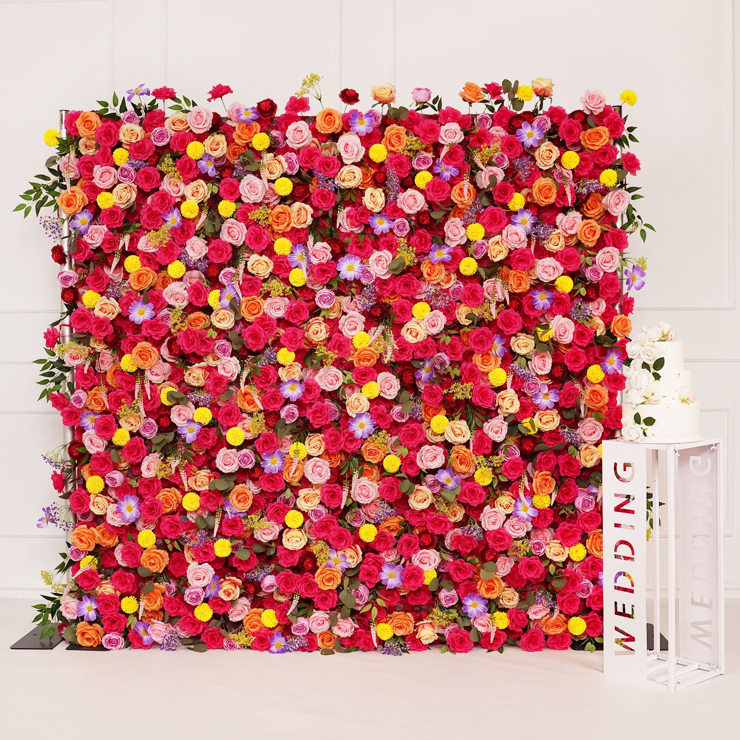 Artificial Colorful Wedding Flower Wall Decor